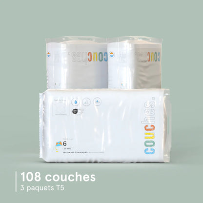 Couches écologiques T6 - colis de 108