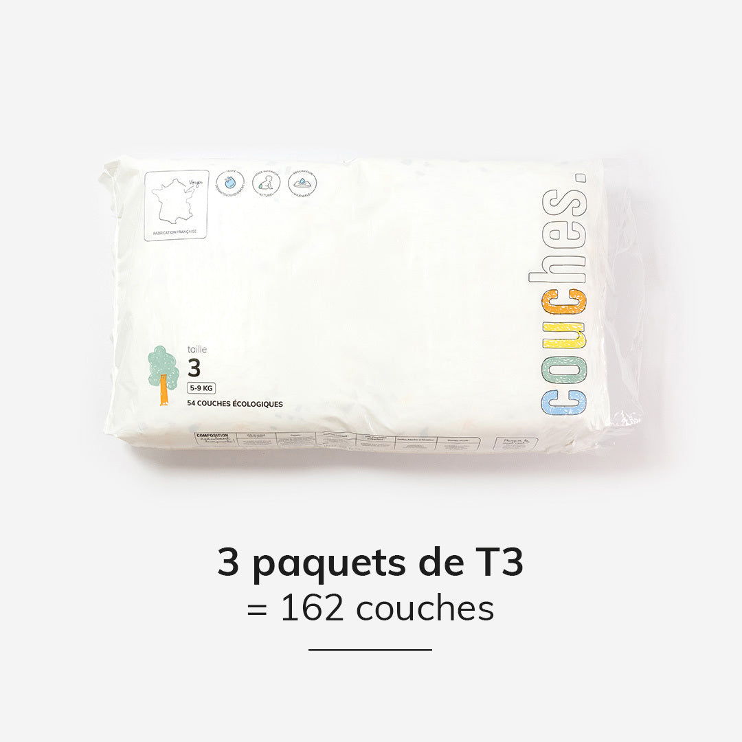 Couches écologiques T3 - colis de 162